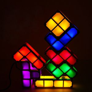 7Pcs Tetris Puzzle Lights Lamp Puzzle Stackable Diy Led Lamp Constructible 